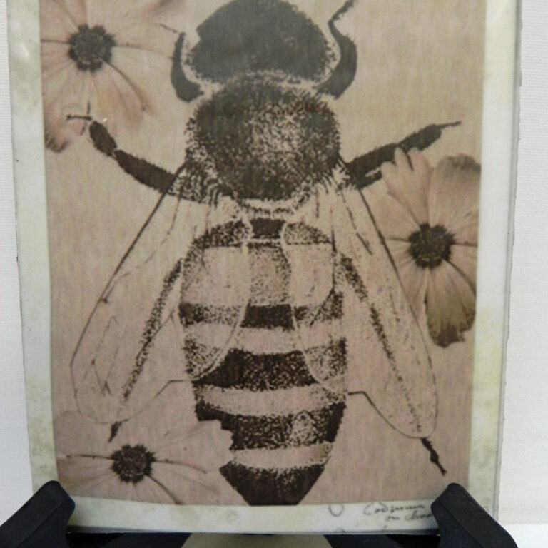 Lithgraph Bee and 3 Flowers