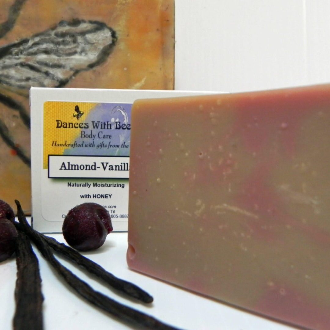 Handmade soap with bee illustration