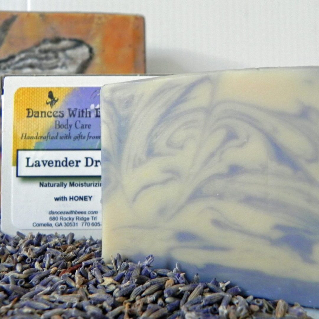 Lavender soap with dried lavender petals
