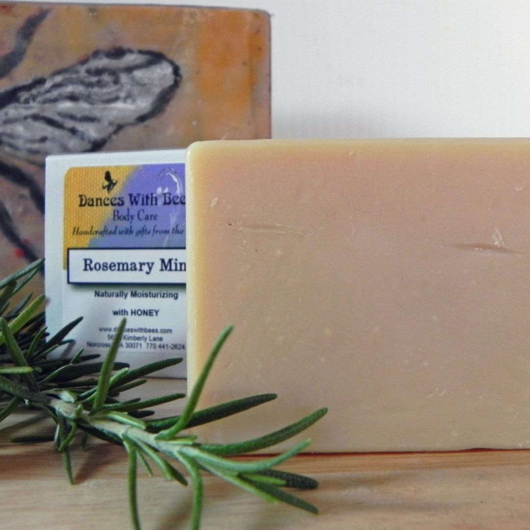 Handmade soap bar with rosemary mint scent