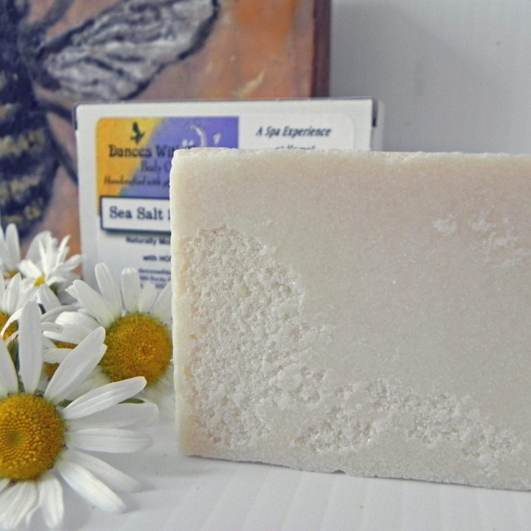 Sea salt soap and fresh daisies